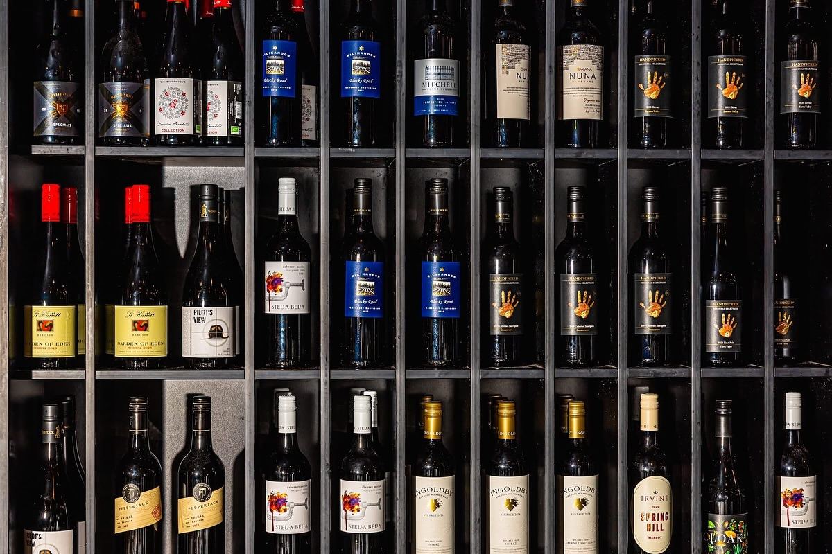Ruby's wine wall of Australian reds